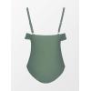 CUPSHE Women Swimsuit Plus Size One Piece Bathing Suit Flowy Ruffle Trim Ruched Front Tummy Control(Olive Green)