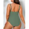 CUPSHE Women Swimsuit Plus Size One Piece Bathing Suit Flowy Ruffle Trim Ruched Front Tummy Control(Olive Green)