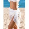 CUPSHE Women Swimsuit Sarong Cover Ups Sheer Midi Waist Tie Beach Sarong Wraps(White)