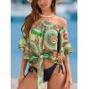 CUPSHE Women Tops Boho Off-Shoulder Neck Ruffle Sleeve Blouse Short Sleeve Tee Shirt Casual Summer(Mint)