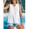 CUPSHE Women Tops Button Front Sleeveless Blouse V-Neck Shirt Cami Casual Dressy Summer(White)