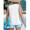 CUPSHE Women Tops Button Front Sleeveless Blouse V-Neck Shirt Cami Casual Dressy Summer(White)