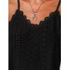CUPSHE Women Tops Eyelet Jersey Cami Lace Shirt V Neck Sleeveless Tee Casual Dressy(Black)