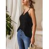 CUPSHE Women Tops Eyelet Jersey Cami Lace Shirt V Neck Sleeveless Tee Casual Dressy(Black)