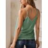 CUPSHE Women Tops Eyelet Jersey Cami Lace Shirt V Neck Sleeveless Tee Casual Dressy(Green)