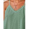 CUPSHE Women Tops Eyelet Jersey Cami Lace Shirt V Neck Sleeveless Tee Casual Dressy(Green)