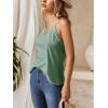 CUPSHE Women Tops Eyelet Jersey Cami Lace Shirt V Neck Sleeveless Tee Casual Dressy(Green)