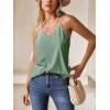 CUPSHE Women Tops Eyelet Jersey Cami Lace Shirt V Neck Sleeveless Tee Casual Dressy(Green)