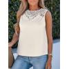 CUPSHE Women Tops Rib Floral Lace Tank Top Sleeveless Lace Neck Tee Cutout Shirt Casua(Beige)