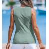 CUPSHE Women Tops Ruched Jersey Tank Top Sleeveless Blouse V Neck Tee Shirt Casual Dressy(Green)
