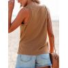 CUPSHE Women Tops Sleeveless Ribbed Twist Tank Top Crew Neck Shirt Casual Summer(Brown)