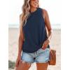 CUPSHE Women Tops Sleeveless Ribbed Twist Tank Top Crew Neck Shirt Casual Summer(Dark Blue)