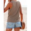 CUPSHE Women Tops Sleeveless Ribbed Twist Tank Top Crew Neck Shirt Casual Summer(Light Brown)