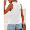 CUPSHE Women Tops Sleeveless Ribbed Twist Tank Top Crew Neck Shirt Casual Summer(White)