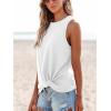 CUPSHE Women Tops Sleeveless Ribbed Twist Tank Top Crew Neck Shirt Casual Summer(White)