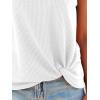 CUPSHE Women Tops Sleeveless Ribbed Twist Tank Top Crew Neck Shirt Casual Summer(White)