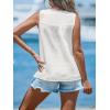CUPSHE Women Tops Sleeveless Tank Top V Neck Tee Lace Neck Shirt Casual(White)