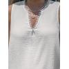 CUPSHE Women Tops Sleeveless Tank Top V Neck Tee Lace Neck Shirt Casual(White)