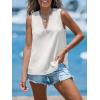 CUPSHE Women Tops Sleeveless Tank Top V Neck Tee Lace Neck Shirt Casual(White)