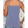CUPSHE Women Tops Stripe Lace Trim Cami V Neck Tee Sleeveless Shirt Casual(Blue)