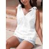 CUPSHE Women Tops V Neck Tie Shoulder Tank Cutout Sleeveless Tee Shirt Casual(White)
