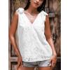 CUPSHE Women Tops V Neck Tie Shoulder Tank Cutout Sleeveless Tee Shirt Casual(White)