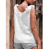 CUPSHE Women Tops V Neck Tie Shoulder Tank Cutout Sleeveless Tee Shirt Casual(White)