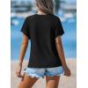 CUPSHE Women V Neck Eyelet Short Sleeve Bohemian Embroidered Tops Beach Outfits(Black)