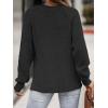 CUPSHE Women V Neck Sweater Tops Long Sleeve Button Front Pullover Sweaters Casual Shirts(Black)
