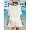 CUPSHE Women V-Neck Slit Mini Cover-Up Dress Casual Summer Short Sleeves Solid Cover Up(Beige)