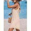 CUPSHE Women Waffle Knit Beach Cover Ups O-Ring Button Front Sleeveless Bathing Suit Coverup Dress(Apricot)
