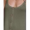 CUPSHE Women Waffle Knit Beach Cover Ups O-Ring Button Front Sleeveless Bathing Suit Coverup Dress(Army Green)