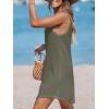 CUPSHE Women Waffle Knit Beach Cover Ups O-Ring Button Front Sleeveless Bathing Suit Coverup Dress(Army Green)