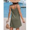 CUPSHE Women Waffle Knit Beach Cover Ups O-Ring Button Front Sleeveless Bathing Suit Coverup Dress(Army Green)