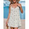 CUPSHE Women Waffle Knit Beach Cover Ups O-Ring Button Front Sleeveless Bathing Suit Coverup Dress(B-green Floral)