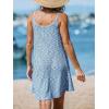 CUPSHE Women Waffle Knit Beach Cover Ups O-Ring Button Front Sleeveless Bathing Suit Coverup Dress(Blue)