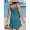 CUPSHE Women Waffle Knit Beach Cover Ups O-Ring Button Front Sleeveless Bathing Suit Coverup Dress(Sky Blue)