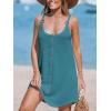 CUPSHE Women Waffle Knit Beach Cover Ups O-Ring Button Front Sleeveless Bathing Suit Coverup Dress(Sky Blue)
