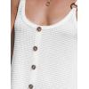 CUPSHE Women Waffle Knit Beach Cover Ups O-Ring Button Front Sleeveless Bathing Suit Coverup Dress(White)