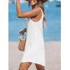 CUPSHE Women Waffle Knit Beach Cover Ups O-Ring Button Front Sleeveless Bathing Suit Coverup Dress(White)