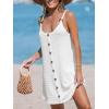 CUPSHE Women Waffle Knit Beach Cover Ups O-Ring Button Front Sleeveless Bathing Suit Coverup Dress(White)