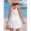 CUPSHE Women Waffle Knit Beach Cover Ups O-Ring Button Front Sleeveless Bathing Suit Coverup Dress(White)