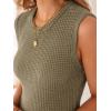 CUPSHE Women Waffle Knit Swimsuit Coverup Sleeveless Maxi Long Beach Cover Up Dress(Green)