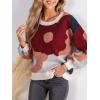 CUPSHE Womens 2024 Chunky Sweater Long Sleeve Crew Neck Abstract Colorblock Ribbed Knit Pullover Tops(Red)