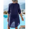 CUPSHE Women’s Bathing Suit Cover Up Swimwear Swimsuit Coverup Button Down Beach Shirt Dress(Navy)