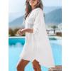 CUPSHE Women’s Bathing Suit Cover Up Swimwear Swimsuit Coverup Button Down Beach Shirt Dress(White)