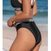 CUPSHE Women’s Bikini Bottom High Waisted V Cut Swimsuit Bottom Only Full Coverage(Black/White)