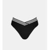 CUPSHE Women’s Bikini Bottom High Waisted V Cut Swimsuit Bottom Only Full Coverage(Black/White)