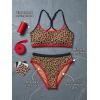 CUPSHE Women’s Bikini Set High Waisted Two Piece Swimsuit Sexy Color Block Bthing Suit Racerback Textured(Brown/Leopard)