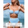 CUPSHE Women’s Bikini Set High Waisted Two Piece Swimsuit U Wire High Leg Cut Cheeky Bottom Bathing Suit Back Hook(White/Blue Stripe)